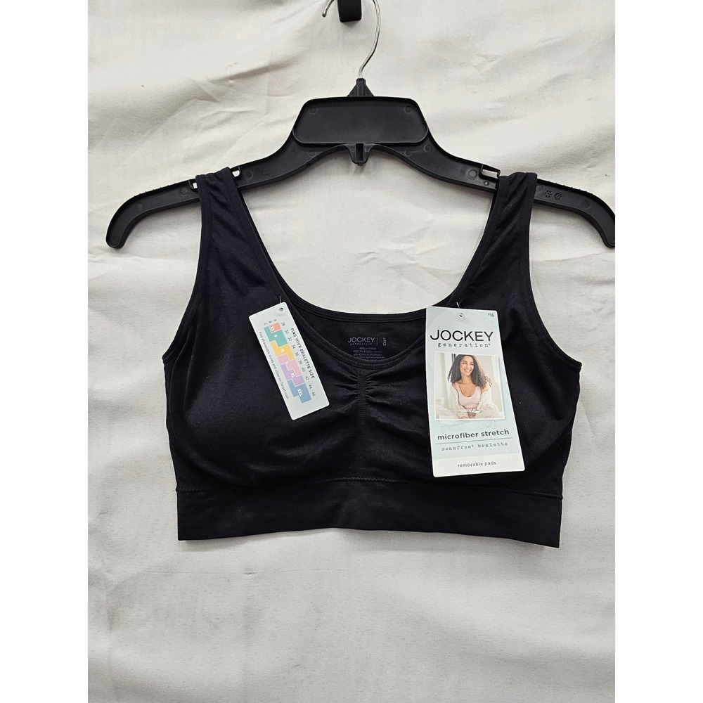 Jockey Generation Womens Seamfree Bralette Black Nylon Blend Casual Size Large
